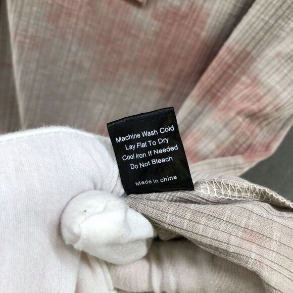 POL Tie Dye Ribbed Henley Tee Top Womens Large L Ivory Taupe SMT1686 - Picture 8 of 12